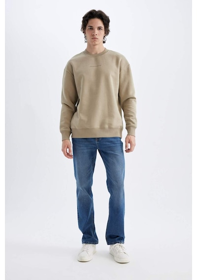 Defacto Boxy Fit Bisiklet Yaka Baskılı Sweatshirt X8282az24aubg311 Bej