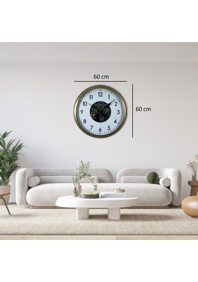 Vintage 60 Cm Çarklı Modern Duvar Saati Eskitme
