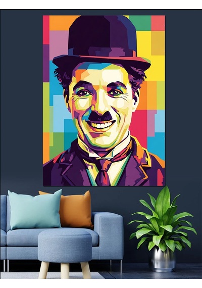Charlie Chaplin Ünlü Portre Dekoratif Kanvas - Mdf Ahşap Tablo