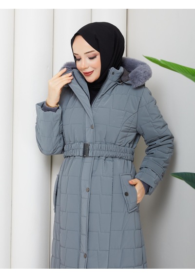 Eslemnur Nova Kumaş Şişme Mont 115cm Füme