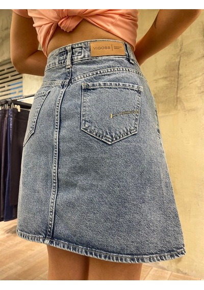 Vigoss Kadın Mini Denim Etek 50455-00422 Koyu Mavi