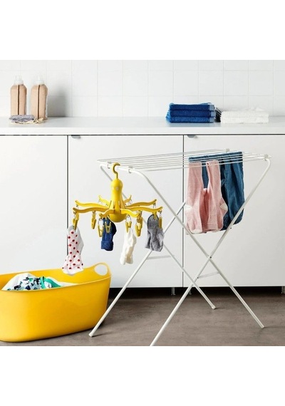Ikea Pressa 16 Mandallı Katlanabilir Çamaşır Kurutma Askısı 40 X 26 Cm Sarı