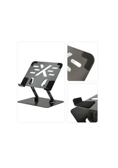 Prexua Flexer Ayarlanabilir Ergonomik Laptop Standı - Tablet Standı - Metal - Siyah - Flx2320bl Siyah 1