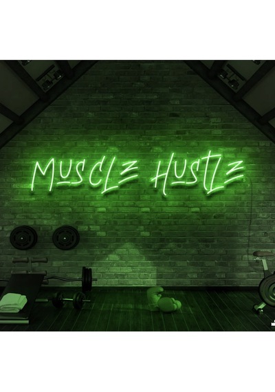 Muscle Hustle Yazılı Neon Tabela Yeşil