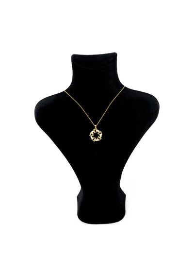 Biem Çiçekli Yuvarlak Çelik Kolye Gold/gümüş