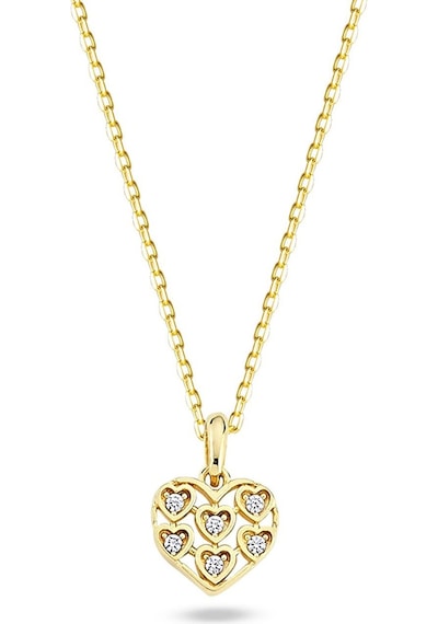 Goldkupe 14 Ayar Altın Taşlı Kalp Kolye 1.94 Gr-5499