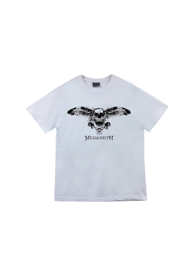 Megadeth Baskılı Unisex %100 Pamuk T-shirt Beyaz