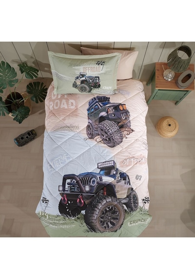 Clasy Ranforce Tek Kişilik Yorgan Seti Off Road Bej Bej