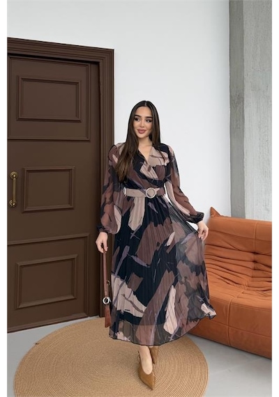 Neşeli Butik Kadın Kahverengi Beli Kemerli Piliseli Şifon Astarlı Midi Boy Elbise Nbelb04 Kahverengi Neşeli Butik Kadın Kahverengi Beli Kemerli Piliseli Şifon Astarlı Midi Boy Elbise Nbelb04 Kahverengi