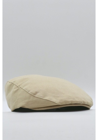 Külah Erkek Yazlık %100 Cotton Kasket Şapka Flat Cap-Bej-Standart