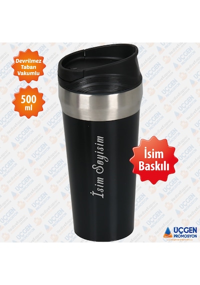 500ml Kişiye Özel Devrilmez Çelik Termos Bardak 3740  Kırmızı