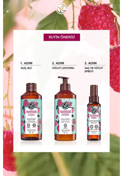Yves Rocher Duş Jeli - Nemlendirici Enerjik Frambuaz Nane - Sls,sles İçermez,vegan-400ml Diğer