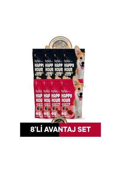 Reflex Plus Happy Hour Anti Aging Collagen & Love Edition Köpek Ödül Maması Seti 8x60 Gr