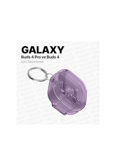 Galaxy Buds 4 Pro Ve Buds 4 İle Uyumlu Renkli Şeffaf Yumuşak Dokulu Darbelere Dayanıklı Silikon Kılıf Mor, Galaxy Buds 4 Pro/4