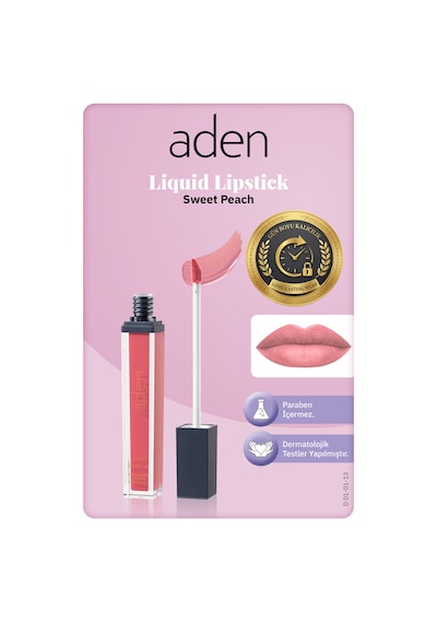 Aden Liquid Lipstick - Likit Ruj 13 Sweet Peach Tatlı Şeftali Çok Renkli