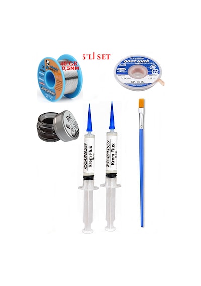 Lehimleme Seti 40 G 0,5 Mm Lehim Teli Cp-3015 Lehim Fitili Flux Lehim Toplama Fırça Seti Tk70