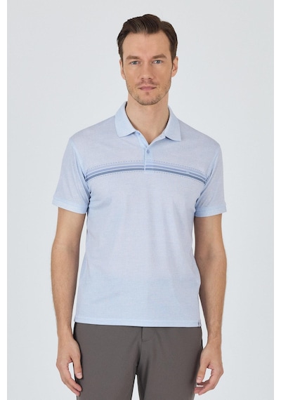 Kısa Kol Baskılı Pike Polo Yaka Cepsiz Slim Fit Tişört 1011250168 Koyu Mavi