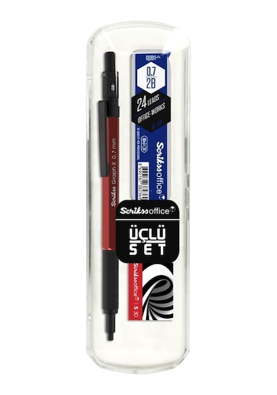Scrikss Graph-x Metal Versatil Kalem 0.7 Mm Kırmızı 3'lü Set