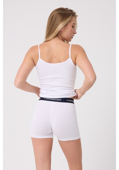 L'espadon Cotton Armour Nefes Alabilir Esnek Yumuşak Örme Pamuk Premium Kadın Uzun Şort-3298 Beyaz