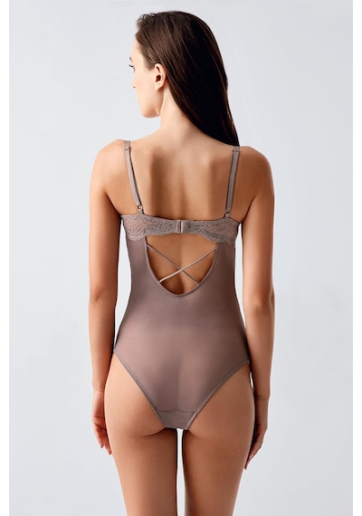 Cotonhause Kadın Dantelli Special Destekli Vizon Body C9t9n0o533 Vızon