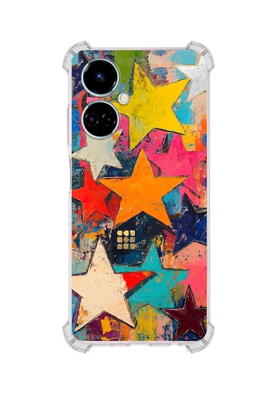 Printify Tecno Camon 19 İle Uyumlu Düşlerin Dansı Serisi Yıldız Dansı Tasarımlı Uv Baskılı Köşe Korumalı Antişok Kılıf Şeffaf