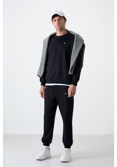 Tommy Life Lacivert Casual O Yaka Jogger Erkek Oversize Eşofman Takımı - 85120 Lacivert