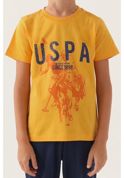 U.S. Polo Assn. Lisanslı Hat Hardal Erkek Çocuk Pijama Takımı 5274-43053 Hardal