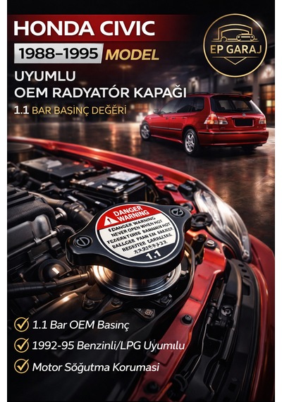 Honda Civic 1988 1995 Uyumlu 1.1 Bar  Radyatör Kapağı -