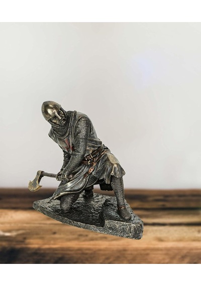 Veronese Design 7 "tapınak Diz Çökmüş Savaş Balta Duruşu Soğuk Döküm Reçine Antik Bronz Kaplama Heykel Genel