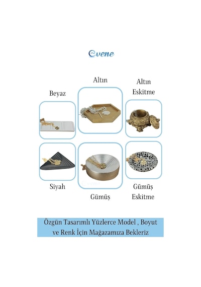 Dekoratif Kase Takı Kutusu Yüzük Kolye Kutusu Mum Tabağı Takı Organizer Model 6 - Altın