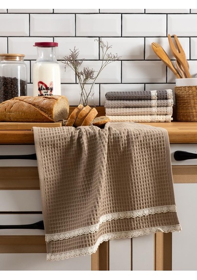 Mutfak Havlusu 40x60 Cm 5 Li Set Torshon Güpürlü Kopenaki Antrasit - Krem