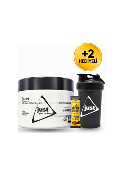 Just Nutrition L-glutamine 126 Gr Glutamin 42 Servis + Shaker + Protein Kahve Hediyeli Aromasız