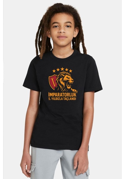 Tshirthane 5 Yıldız Sarı Kırmızı İmparatorluk Siyah Çocuk Tshirt SIYAH