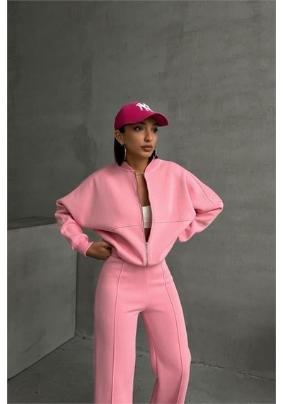 Dip Moda Kadın Pamuklu Kışlık Sweat Pantlon Eşofman Takımı Dpgts018 Pembe