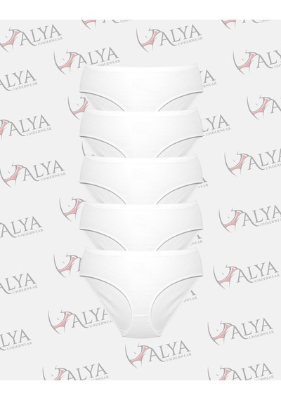 Alya Underwear  Kadın Pamuklu Hipster - Slip Külot 5 Farklı Renk 1 Pakette Beyaz