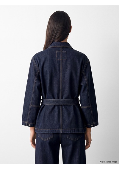 Lcw Everyday İndigo Kuşaklı Kadın Jean Ceket