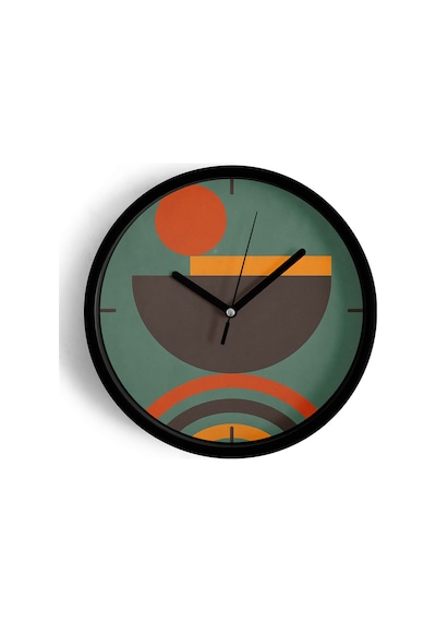 Soyut - Bohem - Geometrik Temalı Modern Duvar Saati - 25cm - Önü Camlı Siyah Kasa - Sessiz Mekanizma-jh0452 Siyah
