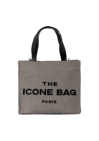 İcone Bag Gri The Icone Bag Paris İşlemeli Tote Kadın Kol Çantası Ve Omuz Çantası Orta Boy Gri