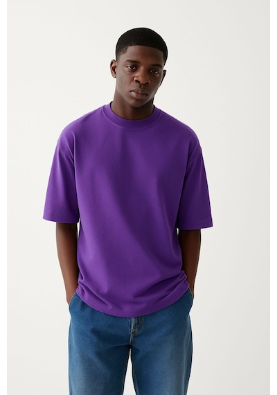 Düz Unisex Tshırt 3q3 Mor
