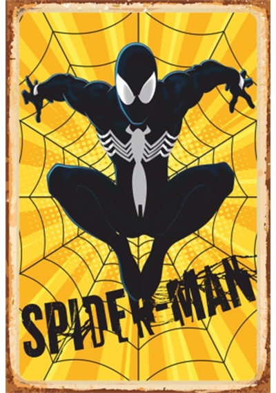 spider-man süper kahramanlar retro ahşap poster