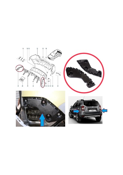 Arka Sağ Sol Tampon İç Bağlantı Ayağı Dacia Duster 2010-2017 İçin Standart