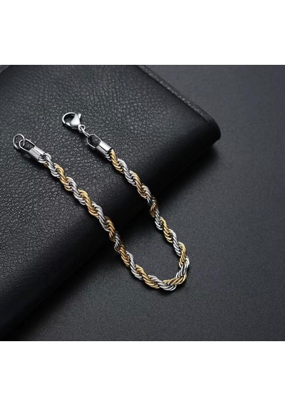 Gold&gümüş Mixli Burgu Unisex Çelik Zincir Kolye Ve Bileklik 3mm