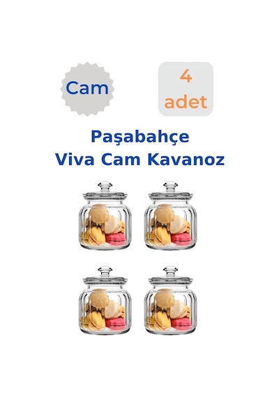 Paşabahçe 4 Adet Viva Cam Kavanoz Erzak Saklama Kabı 4x900 Cc Genel