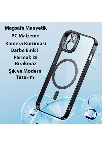 Baseus Glitter Apple iPhone Uyumlu 14 6.1 Magsafe Silikon Kılıf + Tempered Ekran Koruyucu Set- 5775 Mavi