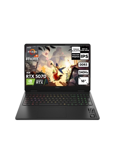 HP Omen 16-AP0032NT CA8E9EAHMF23 R9-8940HX 48 GB 4 TB SSD 8 GB RTX5070 16" W11P Dizüstü Bilgisayar