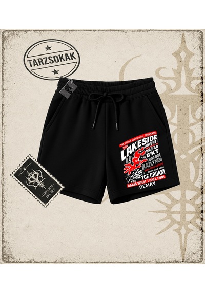 Tarzsokak Gotik & Grunge Streetwear Lakeside Unisex Şort Siyah