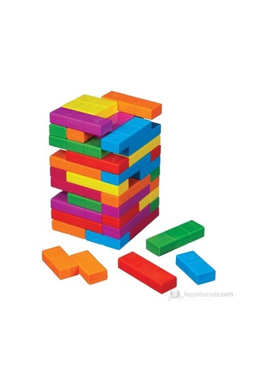 Jenga Renkli Ahşap Denge Taktik Beceri Oyunu Janga Puzzle 55