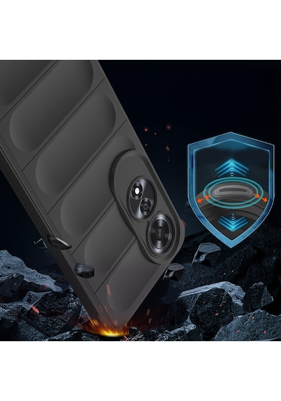 Oppo A60 Kılıf Esnek Tpu Oyuklu Arka Yüzey Tasarımlı Zore Etnik Silikon Kapak Lacivert