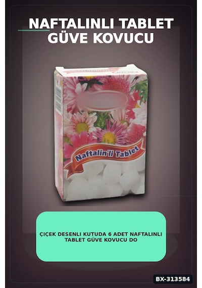 Çiçek Desenli Kutuda 6 Adet Naftalinli Tablet Güve Kovucu Dolap Çekmece Koruyucu Bx-313584 Renkli