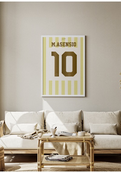 M.asensio 10 Yeni Sarı Beyaz Poster Tablo Beyaz Çerçeveli